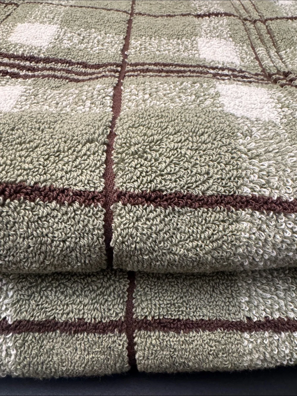 8pc BROOKS BROTHERS 100% Cotton Plaid Bath Towel Set - Sydney Plaid - Sage/Brown
